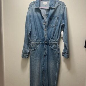 PacSun Blue Denim Straight Leg Jumpsuit